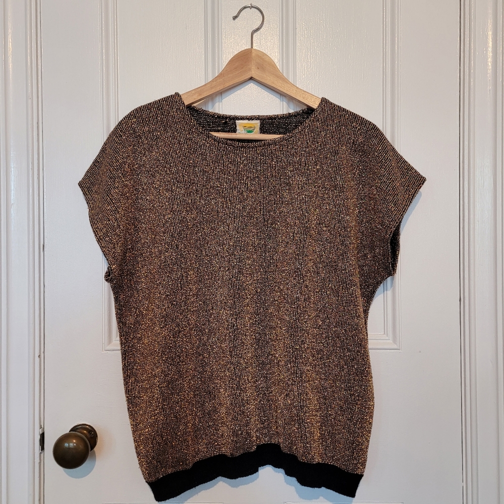 Glam Vintage Gold Knit Top!